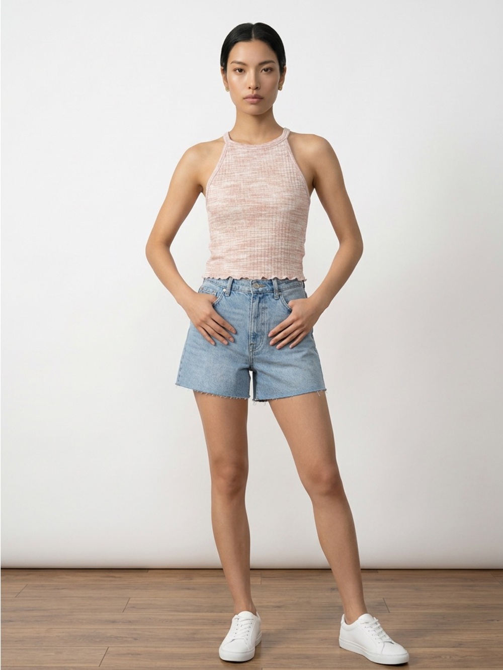Mudd Pink Marled Ribbed Tank Top